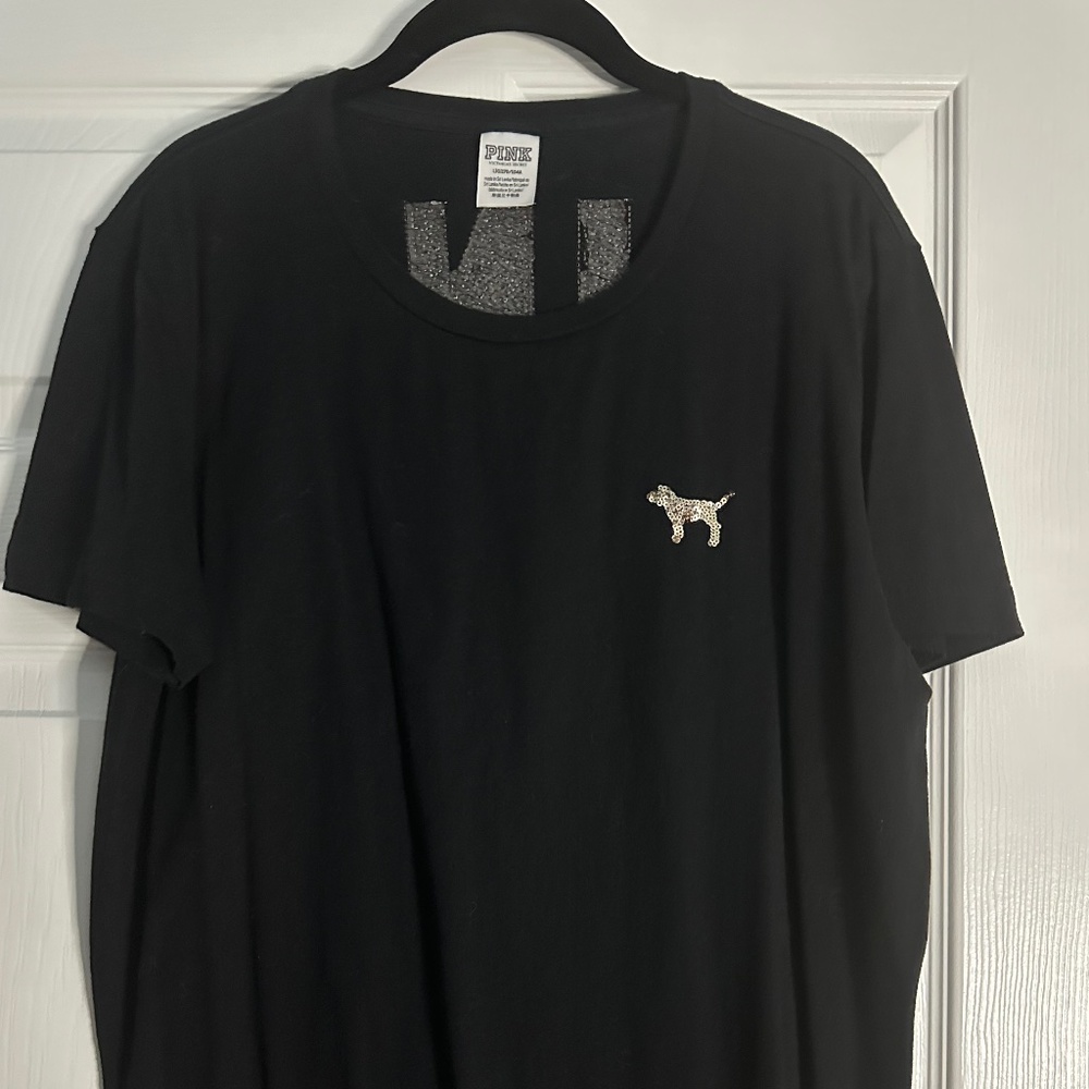 Pink by Victoria’s Secret Black and Gold Sequin Teeshirt